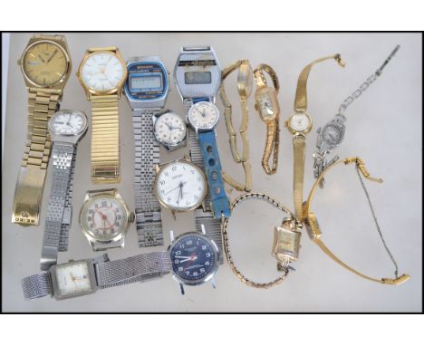 A large collection of watches to include Gradus, Seiko, Mathey Tissot, Beta, Timex, Sekonda,, Ingersoll, Lucerne, Cimier and 