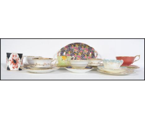 A collection of vintage 20th century bone China trio's to include examples by Paragon, Aynsley, Wileman Foley and others plea