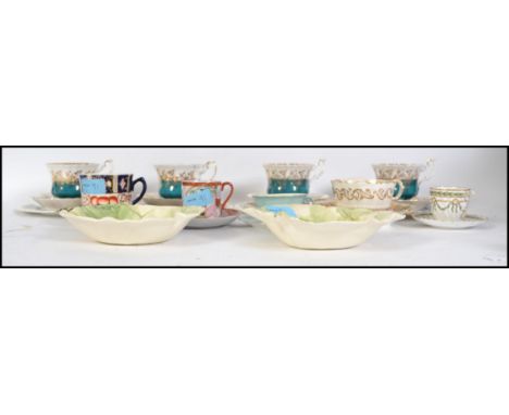 A collection of vintage 19th and &nbsp;20th century bone China trio's / cups and saucers to include Royal Albert, Staffordshi