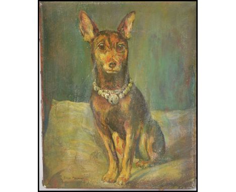 A decorative oil on canvas painting - portrait study of a dog by Simon Mohnery ( signed to the corner )&nbsp;