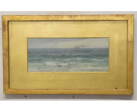 F.W. Baker (British, Late 19th/Early 20th Century) Seascape. Oil on board, signed. 4x11ins.