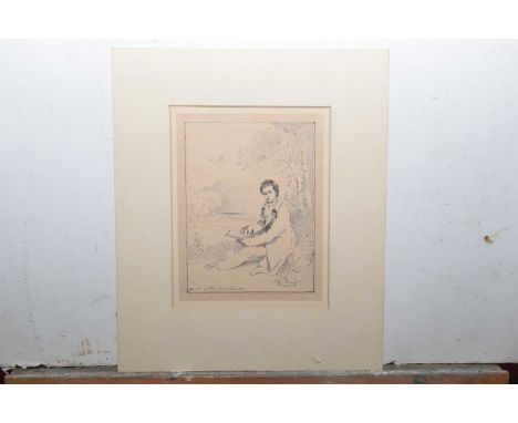 British 19th Century study of the artist John Glover. Intaglio print. 6.5x5ins