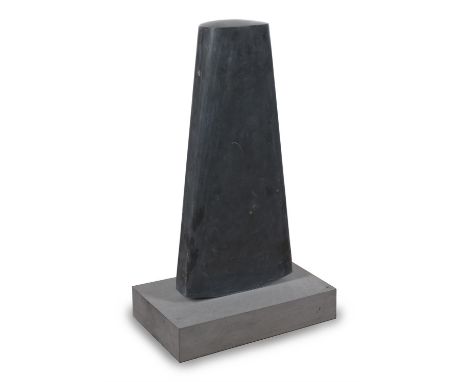 λ John de Pauley (British b.1963)Archaic Form III, 2009Polished blue lias sculpture on unpolished blue lias baseHeight includ