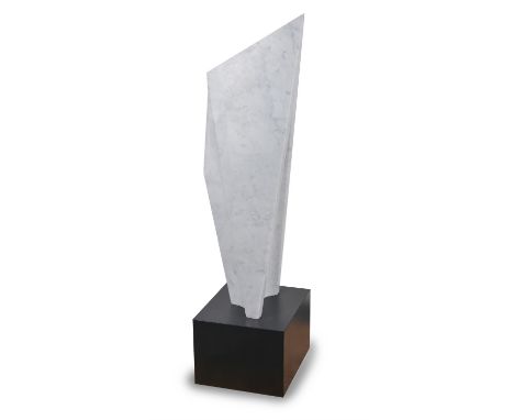 λ Roger Stephens (British 21st century)Que SeraCarrara marble, powder coated metal base102 x 26 x 30cm (40 1/4 x 10 1/4 x 11 