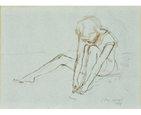 λ John Ward (British 1917-2007)Girl touching toesPencil and inkSigned and dated 1984 lower right17 x 24cm (6½ x 9¼ in.)Proven
