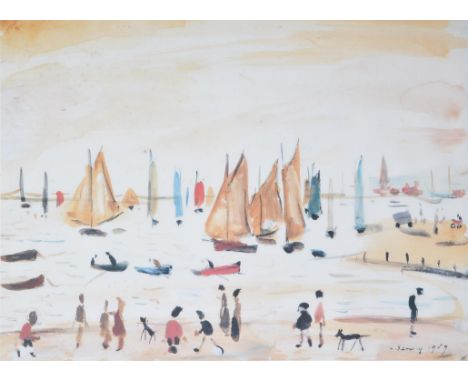 λ Laurence Stephen Lowry (British 1887-1976)Yachts, 1959Lithograph printed in coloursNumbered 202/85042 x 57cm (16½ x 22¼ in.