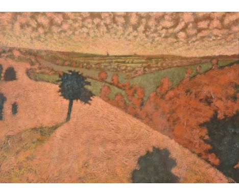 λ Simon John Garden (British b.1960)ValleyOil on boardSigned to backboard verso 30 x 43cm (11¾ x 16¾ in.)Provenance:Sale, Sal