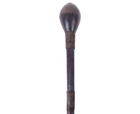 Zulu Knobkerrie, good early example with an oval head and the shaft having four sections of wire binding. Generally very good