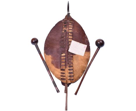 Zulu Shield &amp; Weapons Grouping Brought Home from Durban Natal in 1886 by Mr H M S Mayers on the Steamship Clan Lamont, in