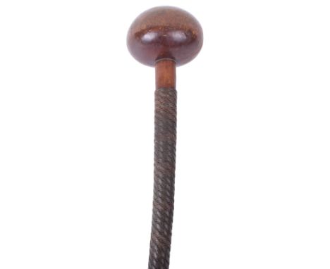 Zulu Knobkerrie, fine example with large head and the shaft with large section of copper wire binding. End of the shaft point