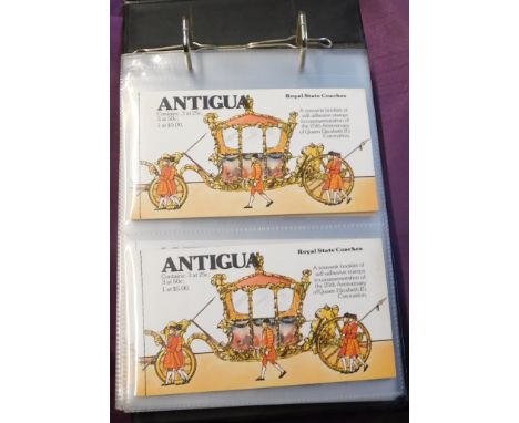 British Commonwealth Postcard album with Coronation 25th anniv self adhesive stamp booklets