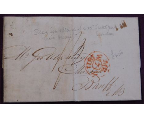 Great Britain 1811 Postal History - EL Invoice dated London 1st March 1811, posted to Banff. Manuscript 1/2 Red cancel MR/W(7