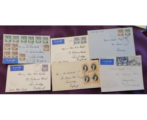 Northern Rhodesia 1949-1953 6x envelopes cancelled on First Day of issue on George VI or QEII issues