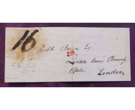 Great Britain 1807 Postal History EL dated Norwich Dec 28 1807 posted to London. Manuscript 16 and 'by mail Dec 29'