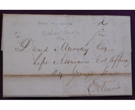 Great Britain 1824 Postal History EL dated Cupar 16 May 1824 posted Edinburgh. Manuscript 7 1/2 boxed Cupar Fife cancel. Red 