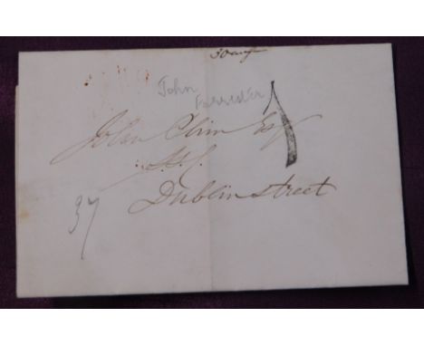 Great Britain 1837 Postal History EL dated 4-Sept 1837 posted to Dublin Street. Manuscript 1. Red single ring SEP/C5N/1837 ca
