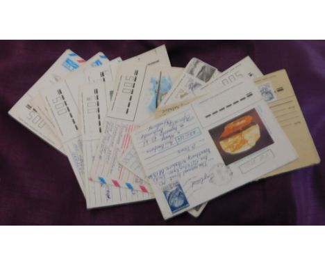 Russia 1991-94 10x cover posted airmail postal rate made of pre-paid and Soviet postage and boxed T.P., strikes with manuscri