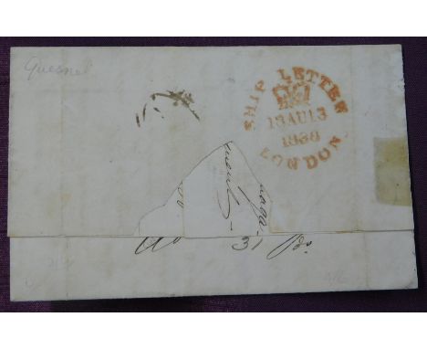 Great Britain 1838 Postal History El dated Haure 11 AU 1838 in the form of a Shipping Bill posted to London. Manuscript 8 Red