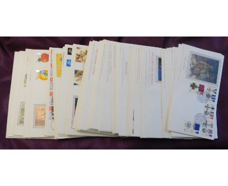 Great Britain 1982-1995 Sotheby's Silk First Day Covers, fine with good range of h/s's. Many Cat £10 or more (65+)