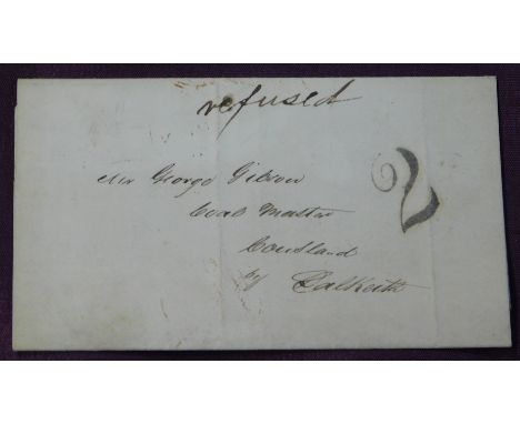 Great Britain 1846 Postal History EL dated Edinburgh 16 Oct 1846 posted to Dalkeith. Manuscript 2 stamp manuscript refused. R