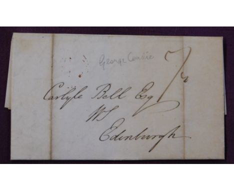 Great Britain 1826 Postal History EL dated Perth 20 May 1826 posted to Edinburgh. Manuscript 7 Perth 3 line black cancel, red