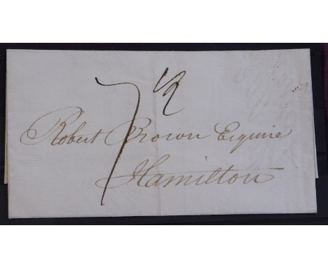Postal History 1822 EL - Ayr-Hamilton XXX Glasgow Receiving cancel in black &amp; Ayr unframed mileage