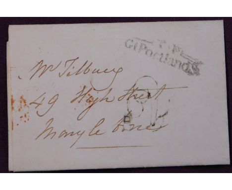 Great Britain 1833 Postal History EL dated 4 Oct 1833 posted within London, manuscript 2 T.P. GT Portland St cancel, oval red