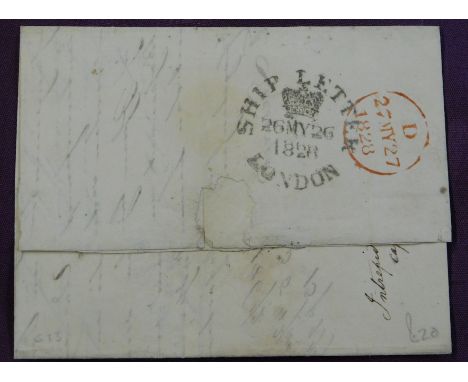 Great Britain 1828 Postal History EL dated Hamburg 23 May 1828 posted to London via Intrepid Packet Capt. Punn with Hamburg S