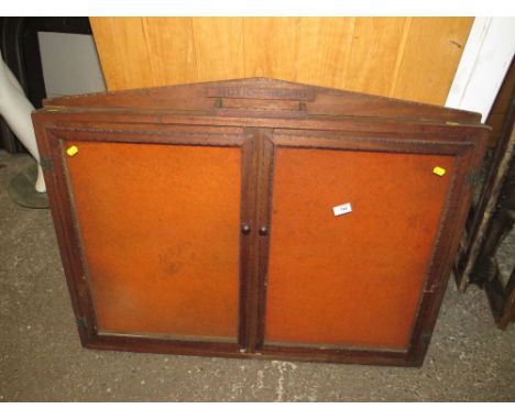 A VINTAGE OAK GLAZED NOTICE BOARD W-99 CM