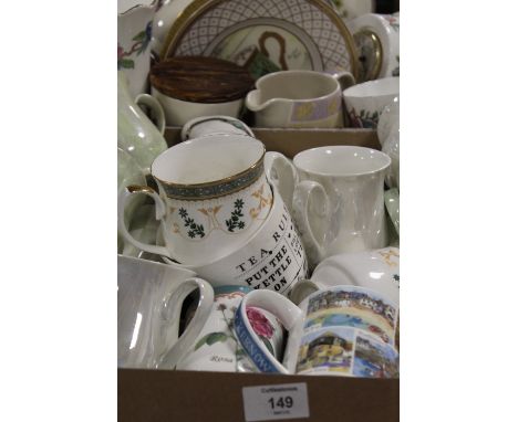 TWO TRAYS OF ASSORTED CERAMICS AND MUGS TO INCLUDE ROYAL WORCESTER, AYNSLEY, MINTON,  ETC