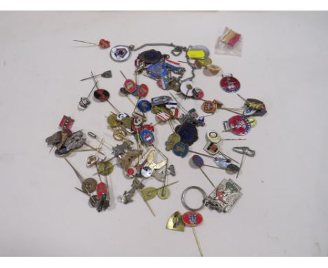 A QUANTITY OF ASSORTED ADVERTISING AND OTHER STICK PINS ETC