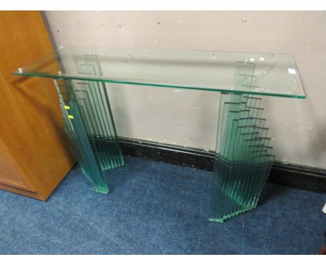 AN UNUSUAL MODERN GLASS CONSOLE TABLE