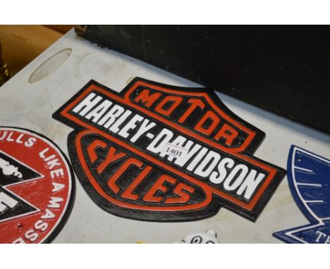 A reproduction "Harley Davidson motorcycle" sign (131)
