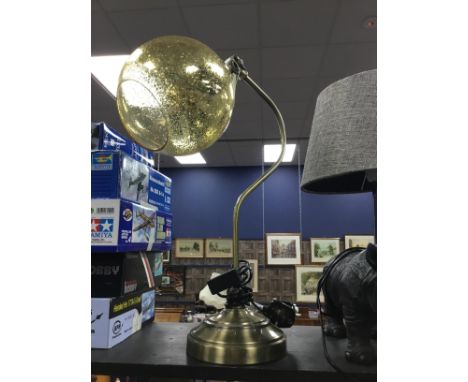 LACQUERED BRASS TABLE LAMP, with shade