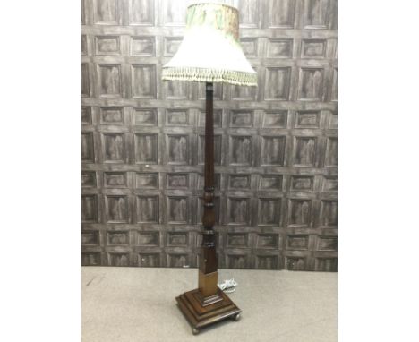 MAHOGANY BEDPOST FLOOR LAMP, 199cm high overall