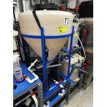 (1) 30 Gal Cone Bottom Polyethylene Tank w/Lid and Metal Stand w/Cover and Spigot Subject to Bulk