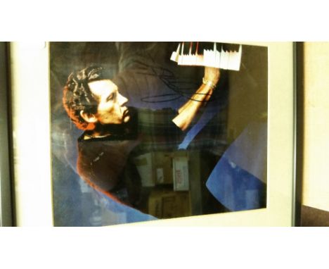 POP MUSIC, signed 8 x 10 colour photo of Jerry Lee Lewis, standing playing piano, overmounted, framed and glazed, EX