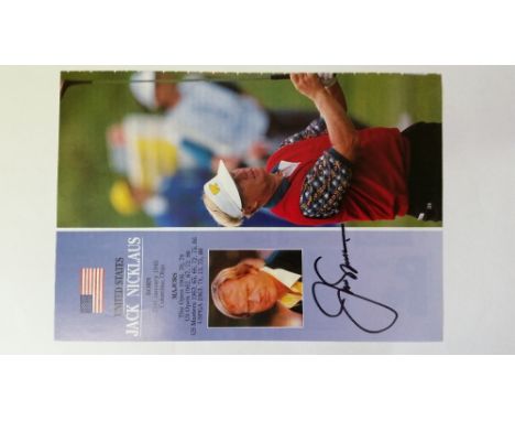 GOLF, signed colour magazine photo by Jack Nicklaus, half-length playing shot & h/s, EX