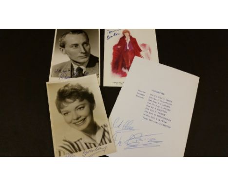 ENTERTAINMENT, signed selection, inc. dinner menus, signed cards, photos etc.; Tom Baker, Vic Feather, Anne Crawford, Dulcie 