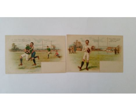 RUGBY UNION, postcards, Making his Mark - Byrne (Midland Counties, Captain of England), Overtaken - Magee (Bective Rangers, P