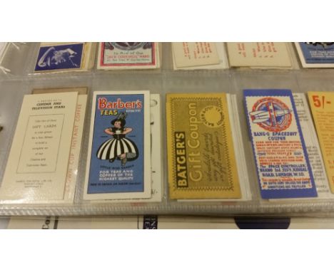 EPHEMERA, inc. coupons, inserts, adverts; Coronation Caddy Spoon, Barber, Batgers, Beattie, Beaulah, CWS, Horniman, Kardov, L