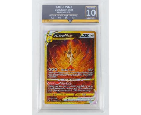 Pokemon - An English language Arceus Vstar GG70/GG70 Crown Zenith card graded Pristine 10 overall, surfaces 9.5, corners 9.5,
