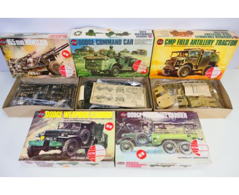 Airfix - Five vintage Airfix plastic model military vehicle and artillery kits in 1:35 scale. Lot includes Airfix #08363-2 Do