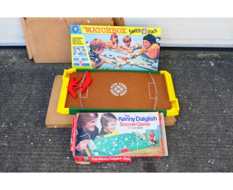 Matchbox - Casdon - A boxed Matchbox Switch-A-Track set # M-3, a boxed Kenny Dalglish Soccer Game and a boxed Crossfire Game.