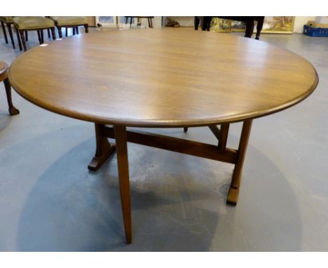 Ercol drop leaf gate leg dining table. D: 125  cm