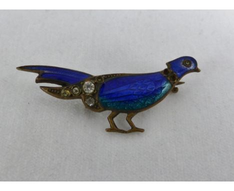 Enamel pheasant brooch. L: 4.1 cm