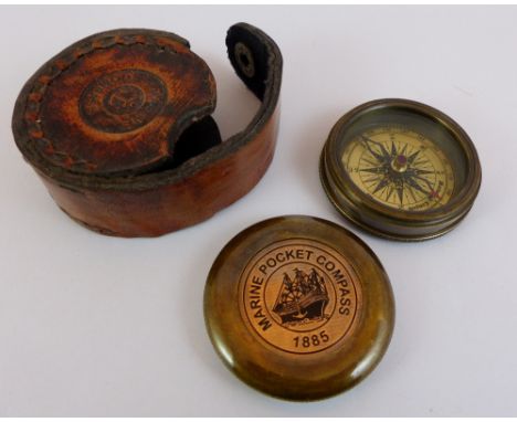 Leather cased marine pocket compass