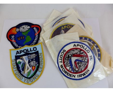 Box of American space programe related cloth patch badges