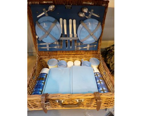 Wicker basket picnic set made by Sirram England