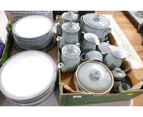 Denby green coloured Studio Pottery dinner and teaware. tureens, coffee pots, teapots, plates etc